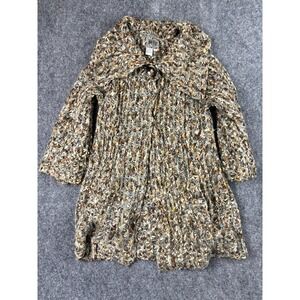Curio Chunky Knit Sweater Coat‎ Mohair Blend Oversized Button Cardigan L